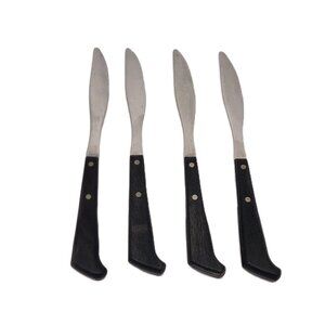 Vtg West Bend Steak Knife Set x4 Stainless Wood Handle USA 8.5" Mid Century